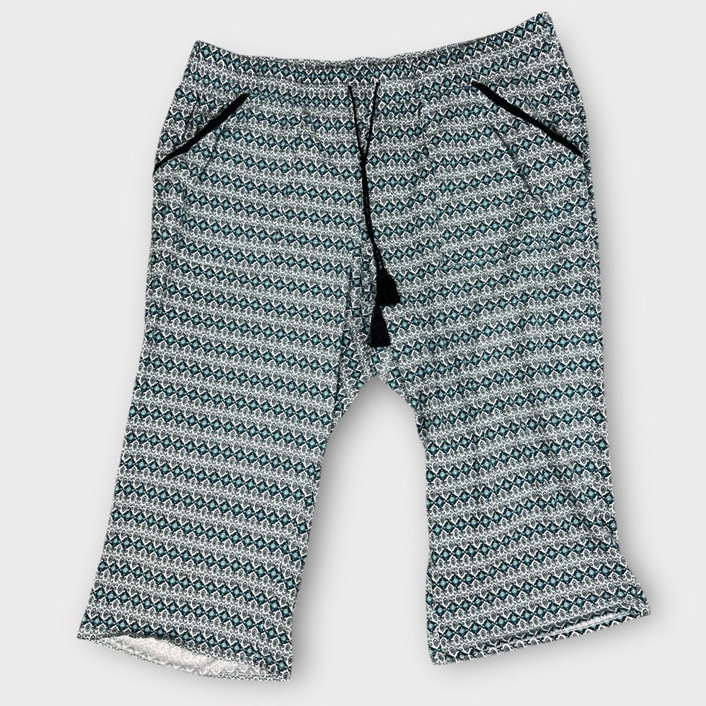 Cacique Blue and White Pajama Pants with Geometric Pattern